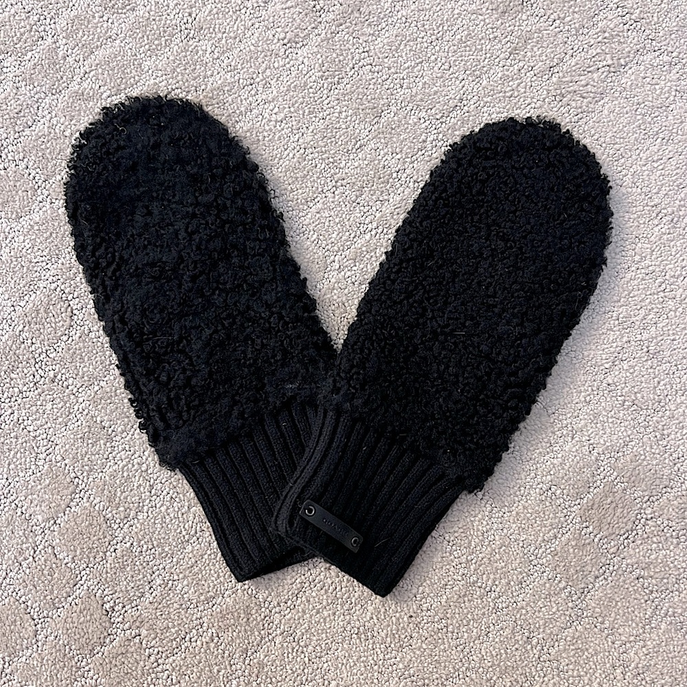 Coach Sherpa and Leather Mittens | Color: Black | NWOT